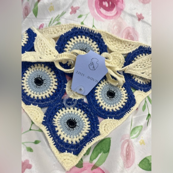 NWT ⚜️🧿⚜️ Crochet Evil Eye Head Scarf Bandana Knit For Head Wrap - Picture 6 of 17